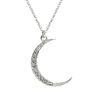 Naszyjnik srebro 925 księżyc z kryształkami