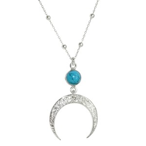 Naszyjnik srebrny Moon Turkus i Księżyc