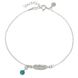 Bransoletka srebrna Piórko z Jadeitem