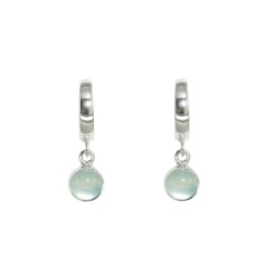 Kolczyki srebrne kółeczka Solo z Agatem Aqua 6mm