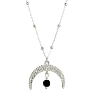 Naszyjnik srebrny Księżyc z Onyksem