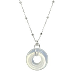 Naszyjnik Srebrny Kamienny Donut - Opal