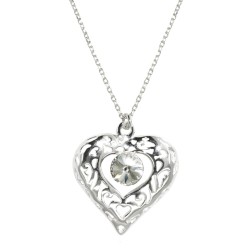 Naszyjnik Ażurowe Serce z Kryształkiem