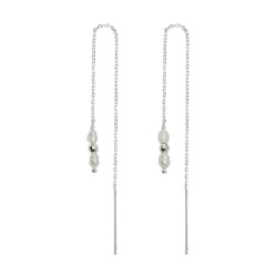 Kolczyki Srebrne Przewlekane Perełki Naturalne