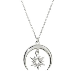 Naszyjnik srebrny Księżyc i Gwiazda