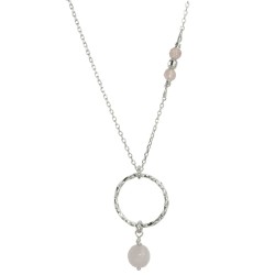 Naszyjnik srebrny Natura - Kwarc Różowy