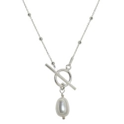 Naszyjnik Srebrny Przewlekany z Perłą Naturalną