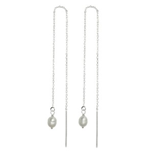 Kolczyki srebrne Przewlekane Perły naturalne