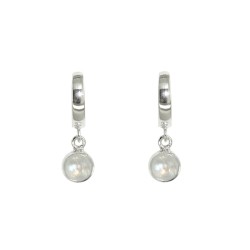 Kolczyki srebrne kółeczka Solo z Kamieniem Księżycowym 6mm