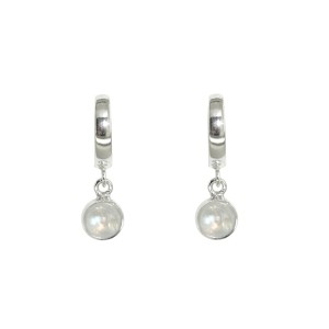 Kolczyki srebrne kółeczka Solo z Kamieniem Księżycowym 6mm