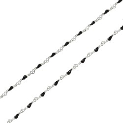 Bransoletka srebrna na kostkę Black Hearts