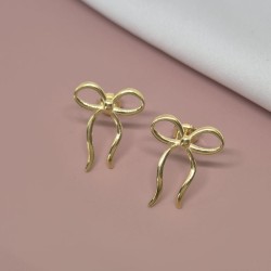 Kolczyki srebrne pozłacane wkrętki Kokardki