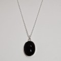 1435KO-AGAT CZARNY jeweline srebro 925 naszyjnik z owalnym kamienim agaten czarnym 1.JPG
