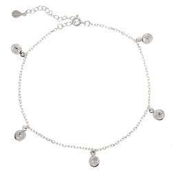 Bransoletka srebrna na nogę z Wiszącymi Cyrkoniami