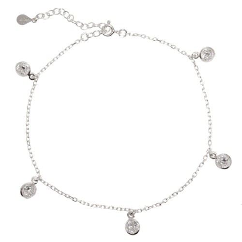 1439BRN jeweline srebro 925 bransoletka srebrna  na kostkę nogę z cyrkoniami 1.JPG