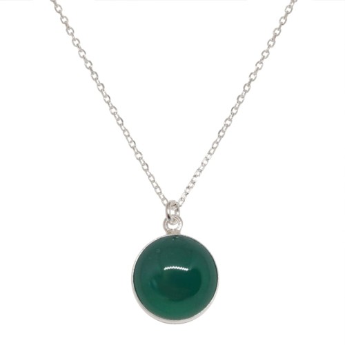 1400KO-AGAT ZIELONY-jeweline srebro-925 naszyjniek srebrny z agatem kamień naturalny 1.JPG