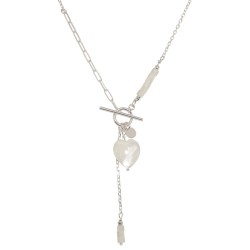 Naszyjnik srebrny z Sercem z masy perłowej