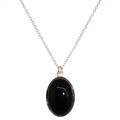 1435KO-AGAT CZARNY jeweline srebro 925 naszyjnik z owalnym kamienim agaten czarnym 1.JPG