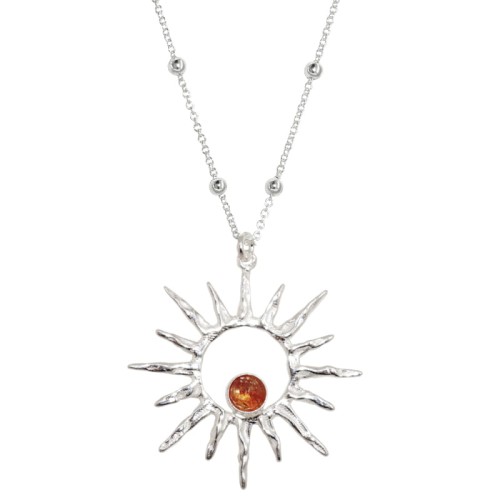 1406 jeweline- srebro 925 naszyjnik srebrny Sun z kamieniem słonecznym 1.JPG