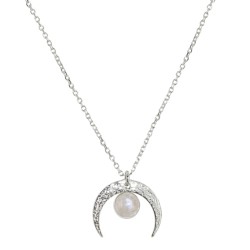 Naszyjnik srebrny Moon 2 Księżyc z Kamieniem Księżycowym