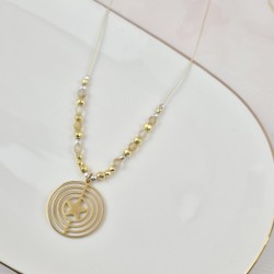 Naszyjnik sznurkowy srebro ze stalą chirurgiczną Gwiazda