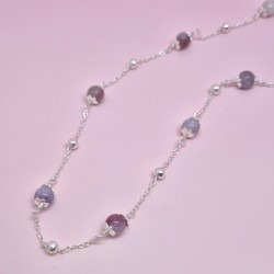 Naszyjnik srebrny FIORE z Turmalinem różowym srebro 925