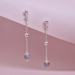 Kolczyki srebrne FIORE z Turmalinem różowym srebro 925 