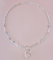 Naszyjnik Candy morganit z sercem z kryształu górskiego i srebra 925 - edycja limitowana 