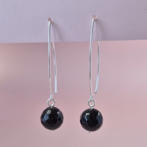 Kolczyki srebrne długie z Kulą Onyks