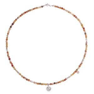 Naszyjnik EUNI z agatu ognistego i srebra 925 - słońce