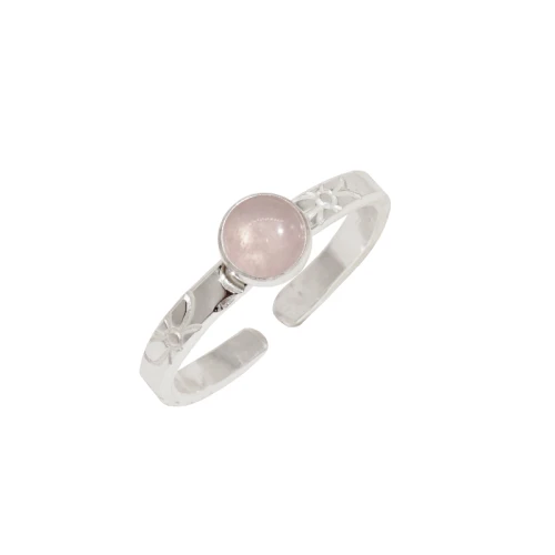 1445PI-KWARC RÓŻOWY jeweline srebro 925 kamień naturalny pierścionek srebrny  z kwarcem różowym Floral 1.JPG