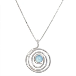 Naszyjnik srebrny Agat Niebieski w małej spirali - Srebro 925