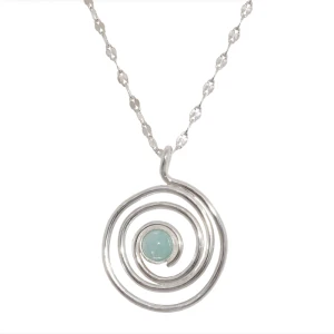 Naszyjnik srebrny Amazonit w spirali Srebro 925