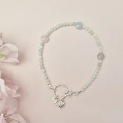 Bransoletka Candy z morganitu z sercem  i srebra 925 - edycja limitowana 