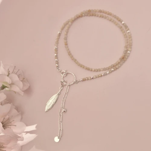 1440KO 1 Kamień Słoneczny  jeweline srebro 925 naszyjnik Change z kamieniem słonecznym i piórkiem 1.jpg